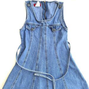 Vintage 90's Esprit Denim Girls Dress with zipper closure with tie at the waist